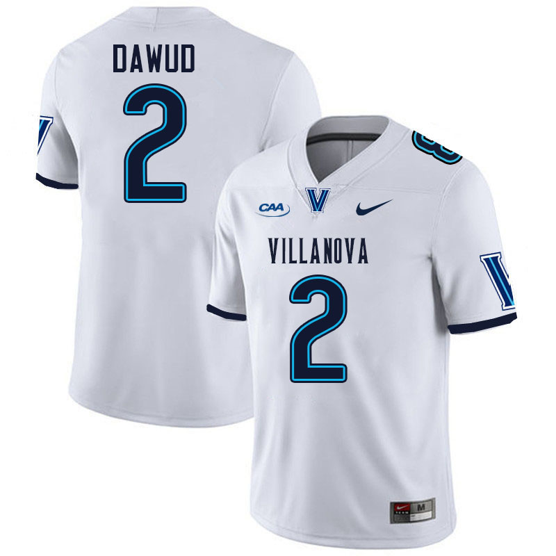 Villanova Wildcats #2 Zahmir Dawud College Football Jerseys Stitched-White Villanova Wildcats #2 Zahmir Dawud College Football Jerseys Stitched-White